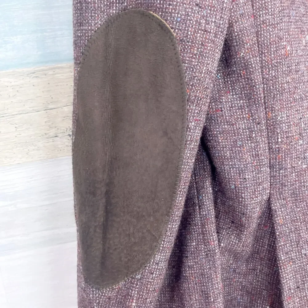 Fioravanti Tweed Sport Coat Brown Patch Pocket Elbow Patches Bespoke Mens 40L